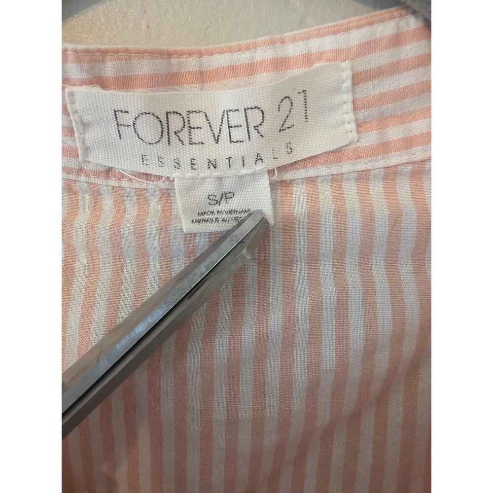 Forever 21 Ruffle Striped Peplum Blouse Office Siren Size S - Picture 6 of 7